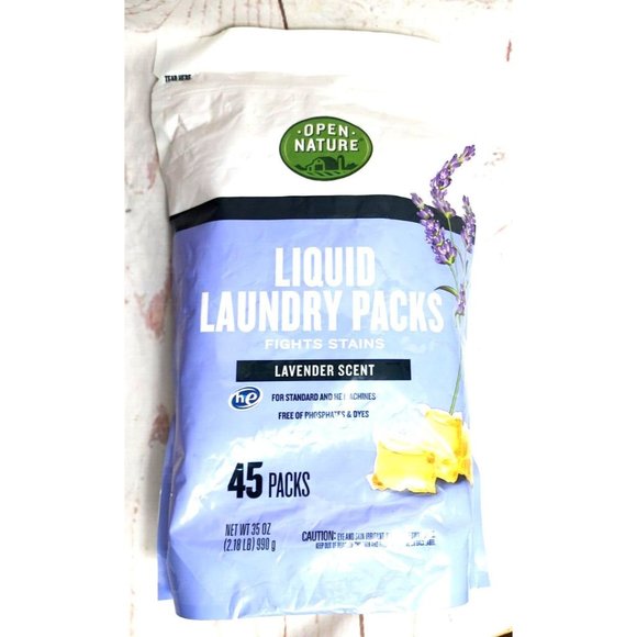 Open Nature Liquid Laundry Pack Fights Stains Lavender Scent 35oz 45ct Detergent - Picture 8 of 9